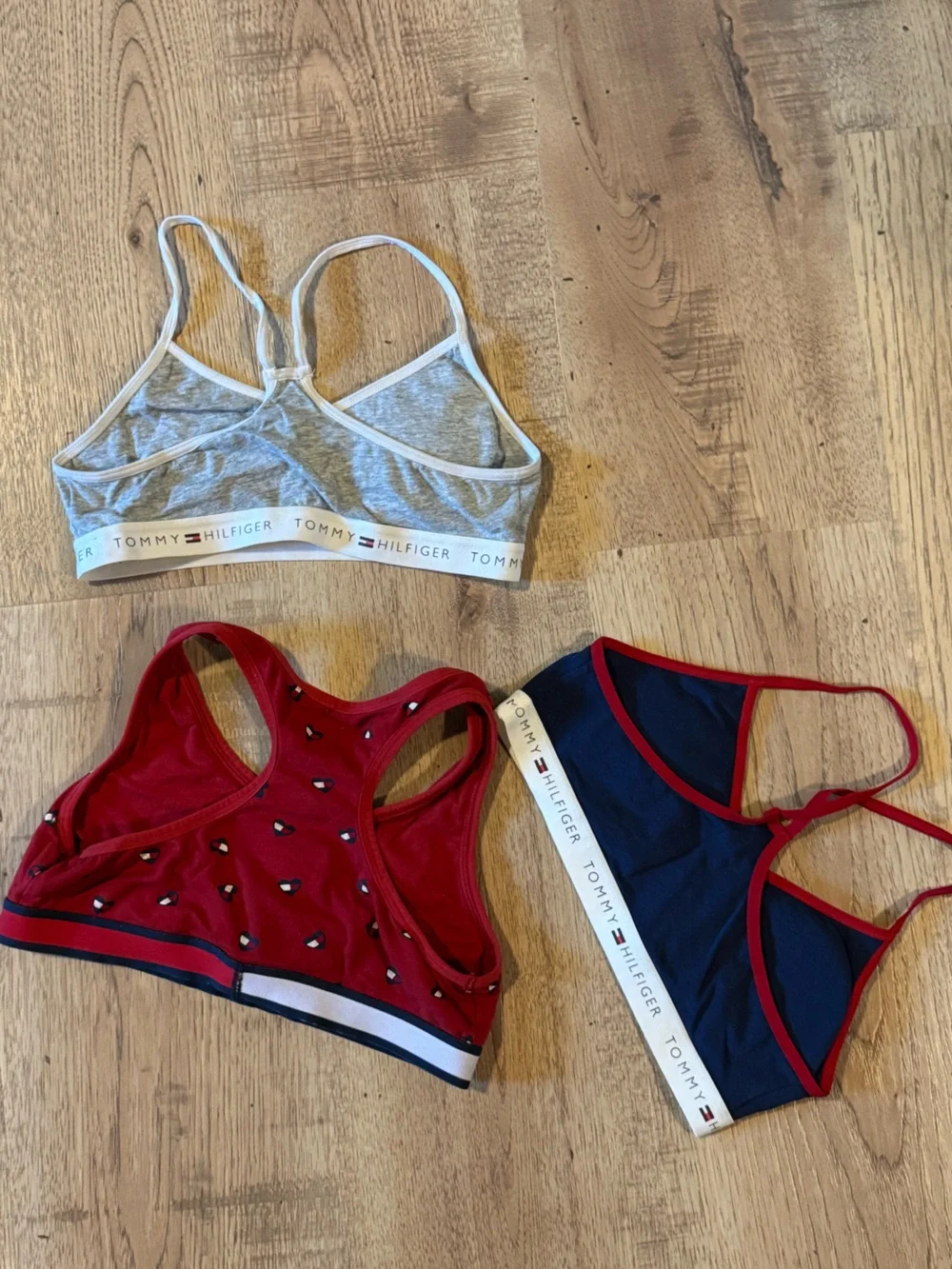 Tommy Hilfiger Girls 3 Pack Bralette Set Size L 12/14 Cotton Logo Band